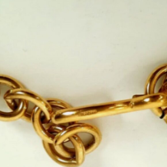 Monet Chunky Adjust. Double Ribbed Link Chain Necklace Gold Tone Vintage - Picture 5 of 5